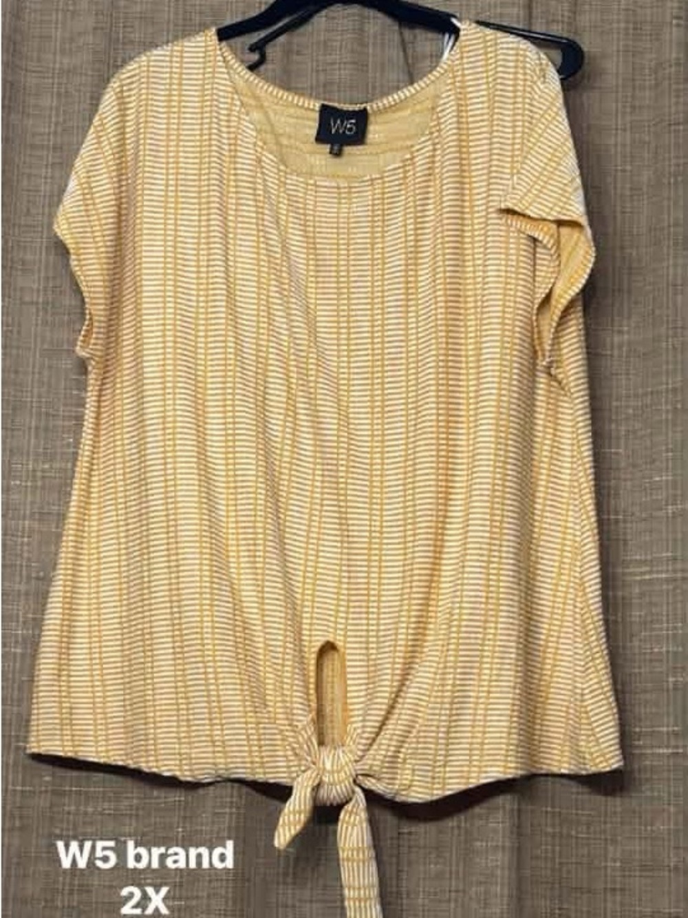W5 Yellow Stripe Tie-Front Crop Top